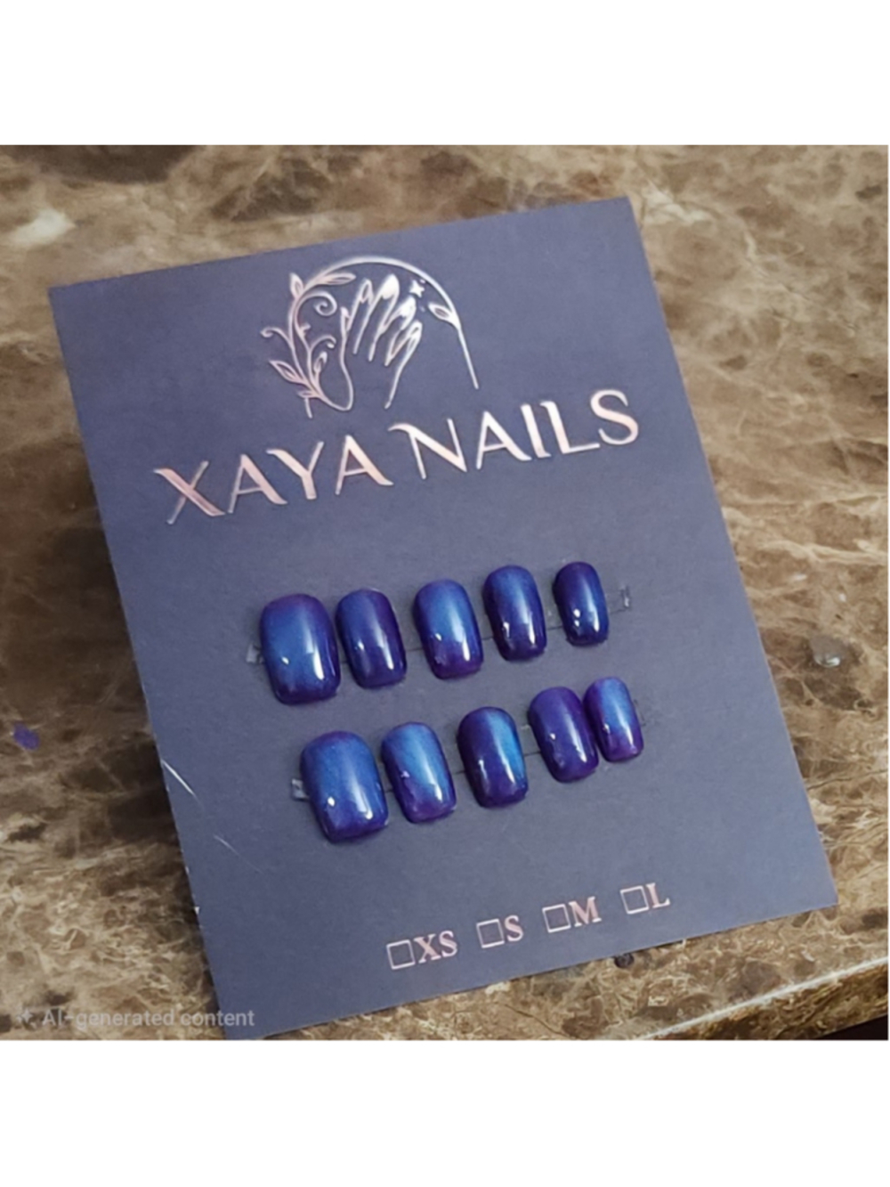 Xaya Nails Handmade Press-On Nails Blue and Purple Size M
